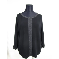 Tunika Bella luźna oversize ze srebrnymi wstawkami - czarna